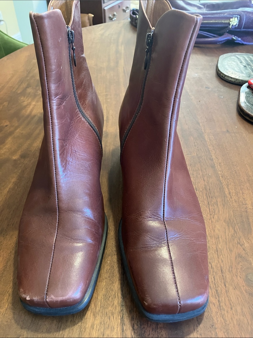 Women’s Chestnut Brown Leather Chukka Zip Boots
